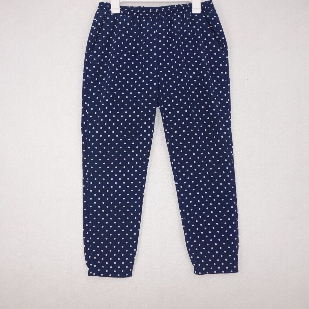Ralph Lauren Satin Acetate Blue Polka Dot Pants Loungewear Women's 8 Petite - Picture 1 of 5